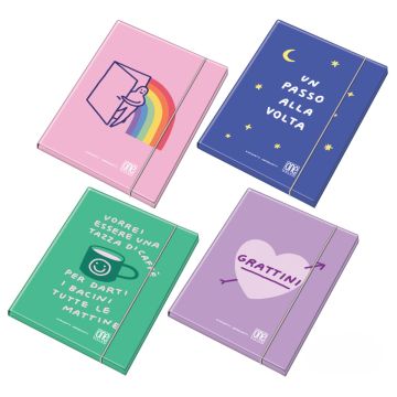 ONE COLOR - CARTELLA AD ELASTICO A 3 LEMBI DISEGNETTI DEPRESSETTI ASSORTITO