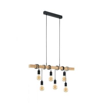 LAMPADARIO 6 LUCI TOWNSHEND NERO/MARRONE 100CM - 6X60W E27