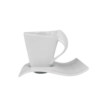 TAZZINA DA CAFFE' CON PIATTINO IN CERAMICA 18ML BIANCA