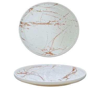 PIATTO FRUTTA IN PORCELLANA LINEA MARBLE WHITE DIAM. 20CM BIANCO EFFETTO MARMO