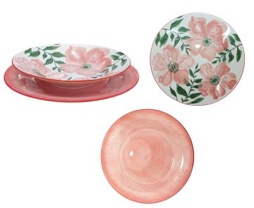 SERVIZIO PIATTI 12PZ IN PORCELLANA LINEA ROSE