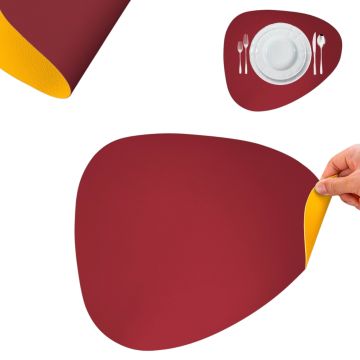TOVAGLIETTA IN SIMILPELLE 45X37 CM DOUBLE FACE BORDEAUX E GIALLO
