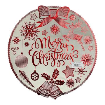TOVAGLIETTA NATALIZIA MERRY CHRISTMAS CHAMPAGNE/ROSSO D 38CM