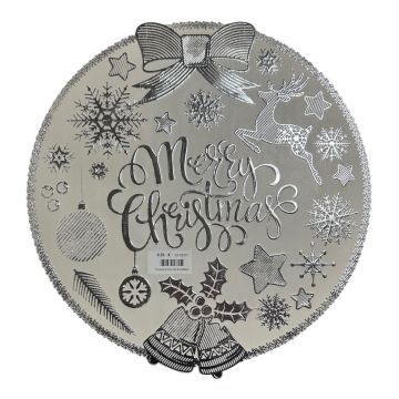 TOVAGLIETTA NATALIZIA MERRY CHRISTMAS ARGENTO D 38CM