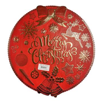 TOVAGLIETTA NATALIZIA MERRY CHRISTMAS ROSSO/ORO D 38CM