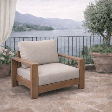 POLTRONA DA ESTERNO MOD. SKY IN ALLUMINIO EFFETTO LEGNO 