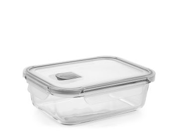 CONTENITORE IN VETRO RETT. CON COPERCHIO IN PLASTICA CON VALVOLA 630ML