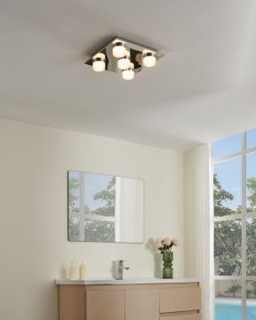PLAFONIERA A LED ROMENDO 1 CROMATO 32X32CM - 5X5.4W 3000K 750lm