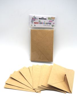 SET 10 BUSTE PICCOLE CON BIGLIETTO COLOR NATURALE 11X7.5CM 120GR