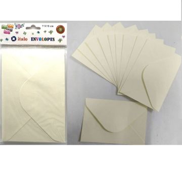 SET 10 BUSTE MEDIE CON BIGLIETTINO COLOR CREMA 16X11CM 120GR