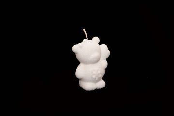 CANDELA CERA ORSO NEVE GLITTER BIANCO H8X6.5CM