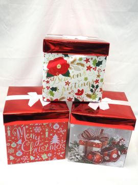 SCATOLA DA REGALO QUADRATA LUCIDA 25X25X25CM ASSORTITO