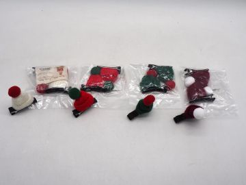 SET 2 MOLLETTE CON BERRETTO DI LANA 5X3CM ASSORTITO