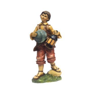 UOMO CON LANTERNA IN POLIRESINA H. 25CM