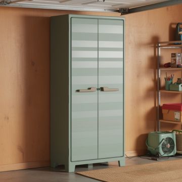 ARMADIO A RIPIANI MOD. PLANET OUTDOOR IN RESINA CM 80X44 H 182 GRIGIO/VERDE