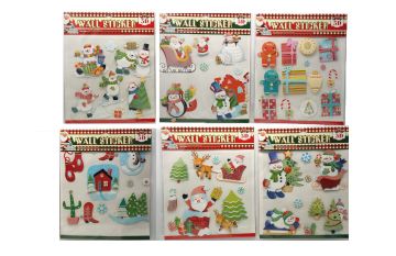 VETROFANIE DI CARTA GLITTERATE DECORI NATALIZI ASSORTITI