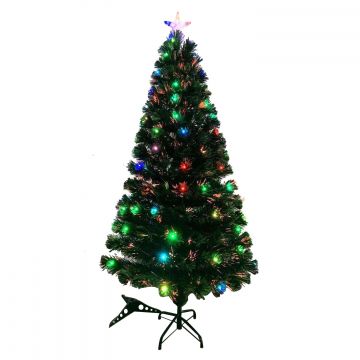 ALBERO FIBRE OTTICHE + 80 LUCI LED MULTICOLOR H. 150CM 170 TIPS SPINA