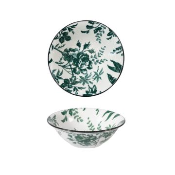 COPPA IN PORCELLANA LINEA MARGARET DIAM. 15CM BIANCO/VERDE