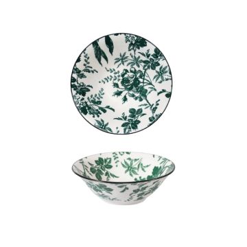 COPPA IN PORCELLANA LINEA MARGARET DIAM. 17.5CM BIANCO/VERDE