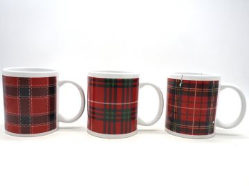 TAZZA NATALE CON TARTAN H.9.5CM/D.8-12CM ASSORTITO