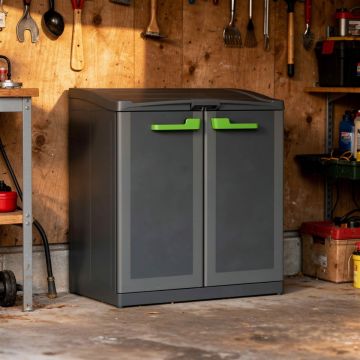 ARMADIO RECYCLING 90X55 H100CM BK/GL GRIGIO 2 ANTE C/COP. 3X110LT