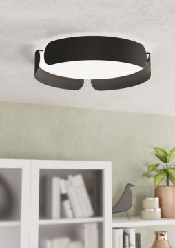 PLAFONIERA A LED VALCASOTTO NERO/BIANCO 37X8CM - 20W 3000K 2400lm