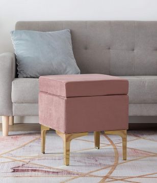 POUF CM 38X38 H. 45 IN TESSUTO EFFETTO VELLUTO ROSA