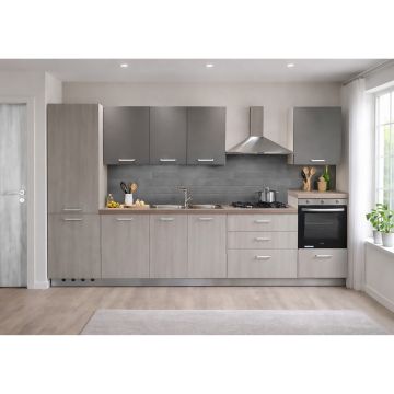 CUCINA MOD. IDEA CM 360X60 H.216 OLMO GRIGIO E UTOPIA PIOMBO VERSIONE SINISTRA