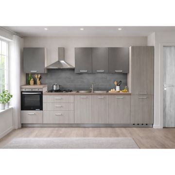 CUCINA MOD. IDEA CM 360X60 H.216 OLMO GRIGIO E UTOPIA PIOMBO VERSIONE DESTRA