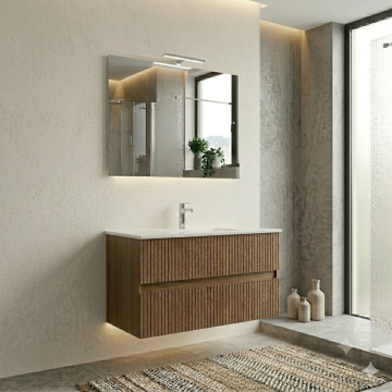 BAGNO COMPLETO MOD. ESSENTIA CM 104 ROVERE SCURO CANNETTATO