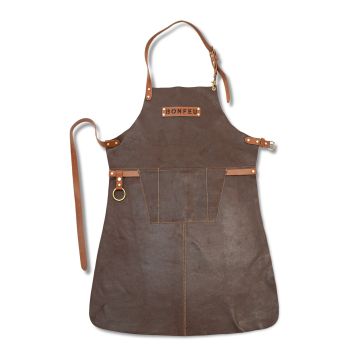 BONFEU - GREMBIULE IN PELLE MARRONE REGOLABILE