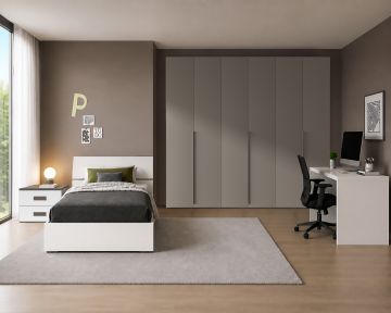 CAMERETTA COMPLETA MOD. BASIC FANGO E BIANCO FRASSINATO