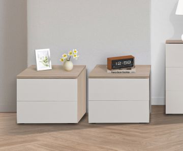 COPPIA COMODINI MOD. ALICE OLMO PERLA E BIANCO LARICE