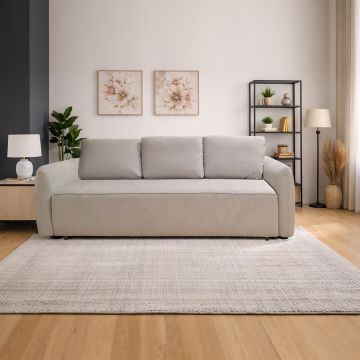 DIVANO 3 POSTI MOD. FLOW MEGASOFA' CON APERTURA PUMA IN TESSUTO GRIGIO CHIARO 