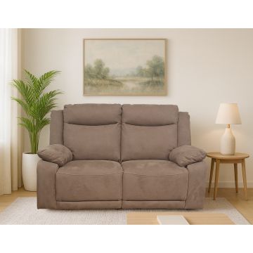 DIVANO 2 POSTI MAXI MOD. ISCHIA CON RELAX ELETTRICO IN TESSUTO NABUCCO TORTORA