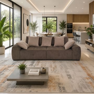 DIVANO 3 POSTI MOD. ERACLEA BIG FAMILY IN TESSUTO MARRONE E BEIGE 