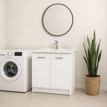 LAVATOIO SERIE LAVANDERIA 83X60 CM BIANCO FIAMMATO 