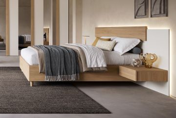 LETTO MATRIMONIALE CONTENITORE MOD. BOISERIE CANAPA E NOCE