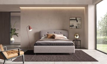 LETTO METRIMONIALE CONTENITORE IN TESSUTO BEIGE