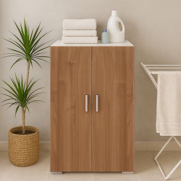 MOBILE SERIE LAVANDERIA CM 66X43.4 H.88.5 BIANCO FIAMMATO E NOCE STELVIO