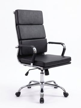 SEDIA DA UFFICIO MOD. BREMA IN PU NERO E METALLO