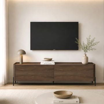 PORTA TV CM 140X40 H.42 IN MDF NOCE E METALLO NERO 