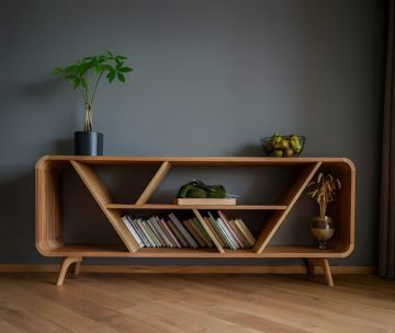 PORTA TV IN LEGNO DI ACACIA CM 150X40 H.65 NATURALE 