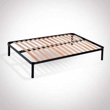 RETE 1 PIAZZA E 1/2 MOD. CLOUD CM 160X190 IN METALLO NERO CON 14 DOGHE 