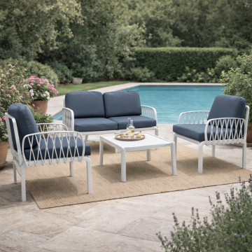 GRANDSOLEIL - SALOTTO DA ESTERNO PORTOFINO IN POLIPROPILENE/FIBERGLASS BIANCO 