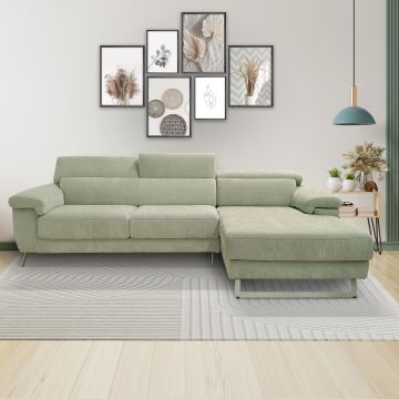 SALOTTO MOD. BRADLEY PENISOLA DX E SEDUTE ESTRAIBILI IN TESSUTO VERDE ACQUA