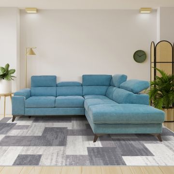 SALOTTO MOD. EROS ANGOLARE DX IN TESSUTO TURCHESE