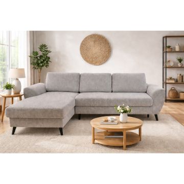 SALOTTO MOD. TERRA CON PENISOLA REVERSIBILE IN TESSUTO GRIGIO CHIARO 