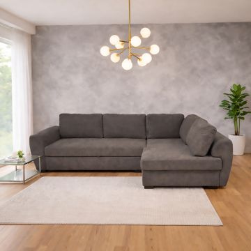 SALOTTO MOD. DRIFT ANGOLARE REVERSIBILE IN TESSUTO MARRONE SCURO 
