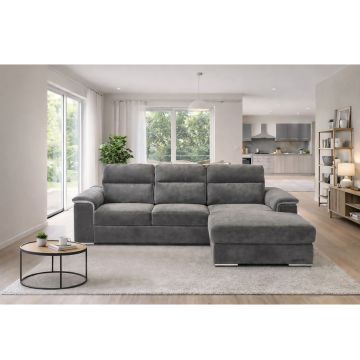 SALOTTO MOD. ANNA CHAISE LONGUE DX IN TESSUTO GRIGIO